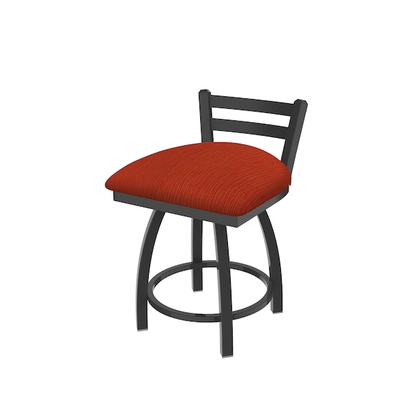 18" Low Back Swivel Vanity Stool, Pewter Finish, Graph Poppy Seat